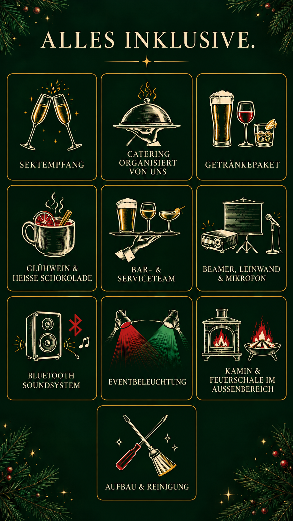 Leistungen für Weihnachtsfeiern im Zosse