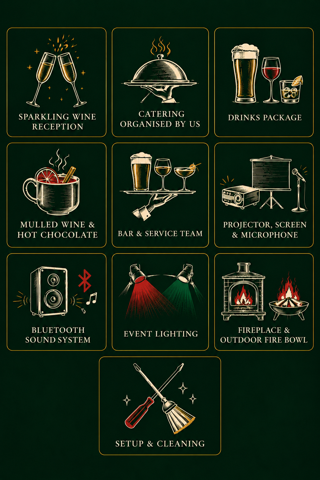 Everything included in a Zosse Christmas party